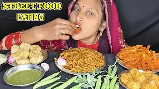 Spicy Indian Street Food Challenge | Momos & Noodles Eating Challenge! Asmr Mukbang 