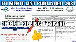 ITI Merit list Published 2021, Check Your Rank Card, Choice Filling started, ITI admission 2021-22,