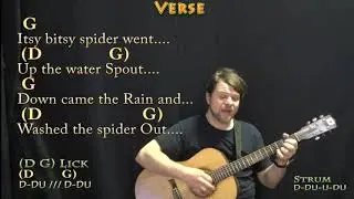 Itsy Bitsy Spider (Kid Song) Guitar Cover Lesson in G Major with Chords/Lyrics