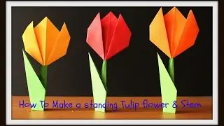 DIY: #HowTo# make a Standing #ORIGAMI# Paper Tulip Flower with Stem