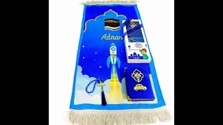 Personalized Kids Prayer Mat Quran Tasbeeh Gift Set for Boys, Ramadan Eid Birthday Graduation Gift