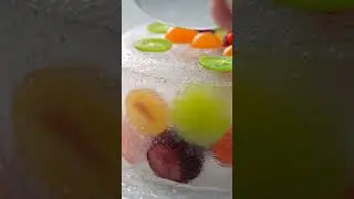 The most satisfying slice of frozen fruit cake 🔪🧊 #Shorts