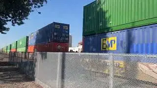 UP 8786 Southbound Intermodal heading through Downtown Modesto with a friendly engineer
