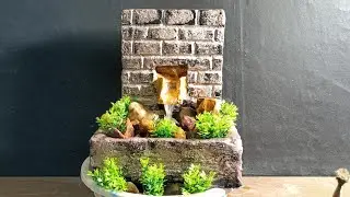 beautiful Cement waterfall fountain making idea #watterrall #stonewaterfountain