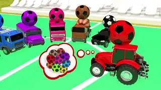 Learn Colors with 7 Street Vehicles and Soccer Ball Flying Toy Cars Pretend Play for Kids
