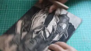Woodcut xilogravura em madeira de compensado.