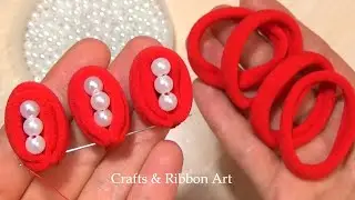 Amazing Flower Craft Ideas with Hair Rubber Band - Hand Embroidery Easy Trick - Sewing Hack