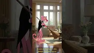 The Magic Broom Race 🧹🏁 | Pink Panther Funny Kids Cartoon #shorts #pinkylaughs