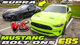 BOLT ON E85 MUSTANG VS DP/JB4 SUPRA, DUAL MOTOR TESLA, FBO E85 CAMARO SS, MALIBU, A90 SUPRA