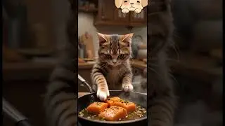 #HyperRealistic Hyper-Realistic Animation: A Cat Cooks Salmon Like a Master Chef! 🍣🔥🐱