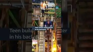 A teen took his passion for rollercoasters to a new height by building one in his backyard #itvnews