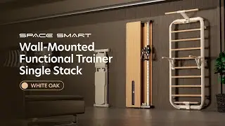 SpaceSmart Wall-Mounted Functional Trainer &ndash; Single Stack White Oak | Compact Home Gym Solution