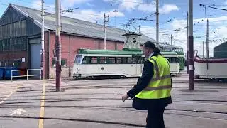 Brush Car 631 (Reginald Dixon) leaves the Tram Depot for a busy day ahead