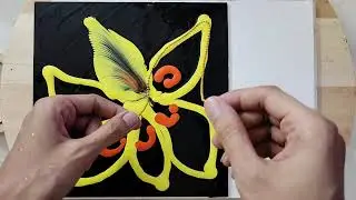 (22) Easy Sunflower | With Ball chain & Toothpick | Beginners Fluid Acrylic Painting |Masqued Artist