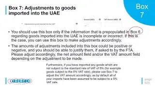UAE VAT Return Box 7 - Adjustments to Box No 6