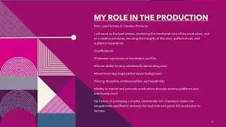 TAMECA JONES-PLAY PRODUCTION PROPOSAL