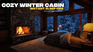 Fall Asleep in Luxury Log Cabin ❄️ Crackling Fireplace & Howling Wind Sounds