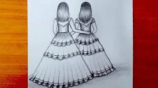 Best friends drawing || Two bestie drawing easy step by step|| Pencil drawing| Best friends forever 