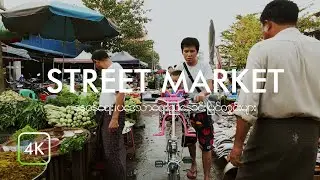 Street food evening market ambience in Yangon | binaural walking tour