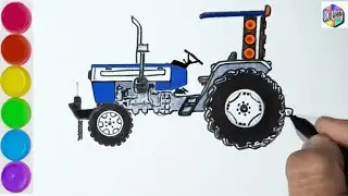 Swaraj 735 FE Tractor Drawing | tractor drawing | how to draw a tractor step by step | Ck Arts