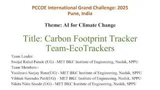 Carbon Footprint Tracker : An AI - based Solution For Climate Change