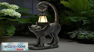 Solar Cat Garden Decor Outdoor Statue Cat with LED Waterproof Sculptures Review