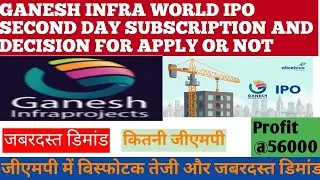 GANESH INFRAWORLD IPO SECOND DAY SUBSCRIPTION #APPLY OR NOT #LISTING GAIN 🚀GMP🚀