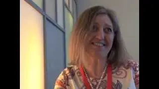 Scientific chair Cristina Avendano discussing the EACPT Congress in Madrid