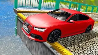 Автомобиль против подъемного моста BeamNG.Drive | Эксперименты по авариям на мосту