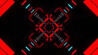 Cyan and Red Flashing Neon Lamps Tunnel Background VJ Loops in 4K