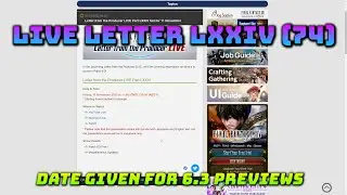 FFXIV: Live Letter Part LXXIV (74) Set for 11 November (6.3)