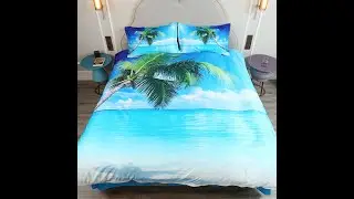 3D Summer Beach Palm Tree Sea 5-Piece Comforter Set / Bedding Set Polyester
