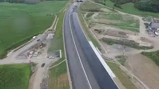 Stavba D55 Olomouc - Kokory, celý úsek (srpen 2025)