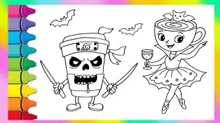 Halloween drawing |How to draw Cappuccino Ballerina Vampire and Cappuccino Assassin Vampire