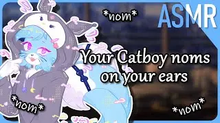 Furry ASMR 💙 Catboy needs to Nom on your Ears [3DIO Noms][Mouth Sounds]