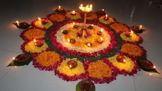 Diwali flower Rangoli designs for home // Big flower Rangoli designs for home
