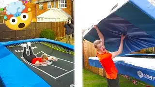 Cody full in back out without a mat! Scariest trampoline trick ever! - Trampoline Training 1