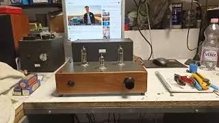 Home made 2X4 Watt EL84 SE tube amplifier first test after built....
