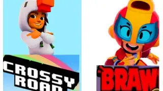 Subway Surfers Crossy Road против Brawl Stars Chicken Jake и Max