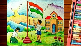 Independence day drawing for kids||15th August painting||school drawing