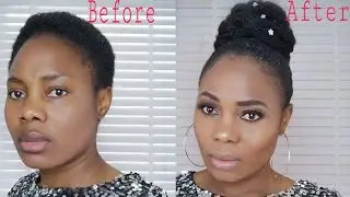 HOW TO|SLEEK HIGH BUN ON EXTREMELY SHORT 4C HAIR|TWA PROCTIVE STYLE