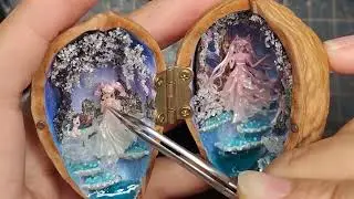 Art Customization Process: Sailor Moon Chibiusa Walnut House Miniature Scene | Handmade