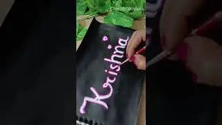 Neon Krishna Name Art DIY: Glow वाली भक्ति! ✨Krishna Neon Art Vibe! 💖#krishna #art #shorts