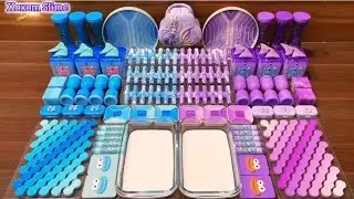 Slime mixing mermaid blue vs purple &ndash; glossy slime ASMR pops 