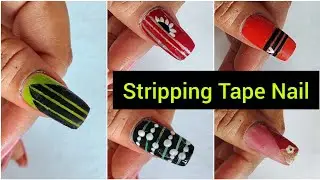 5 Easy Striping Nail art Design || Nailart using Striping Tape ||  Tape Nail art Design for beginner