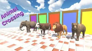 Animal challenge crossing hurdles Cow Lion Bear Elephant #animalcrossing #animal #animalchallenge
