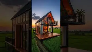 Modern Elevated Small House 🌅 | Tiny House in Rice Fields | Minimalist Nature Retreat  #tinyhome