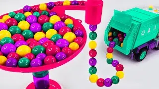 Marble Run Race ☆ HABA Slope & EXCAVATOR LESU ET30H, MEGA RC TRUCKS, RC TRACTORS, RC COLLECTION!!#02