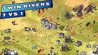 Twin Rivers - 7 Vs 1 - Red Alert 2 Gameplay - Yuri's Revenge
