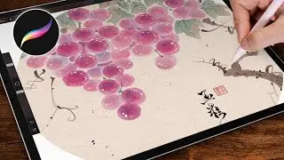 Procreate国风葡萄教程｜3步晕染技法画出“紫玉垂珠”高级感